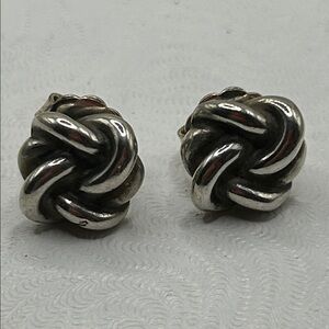 James Avery Sterling Silver Lovers Knot Retired Large Earrings Studs Signed